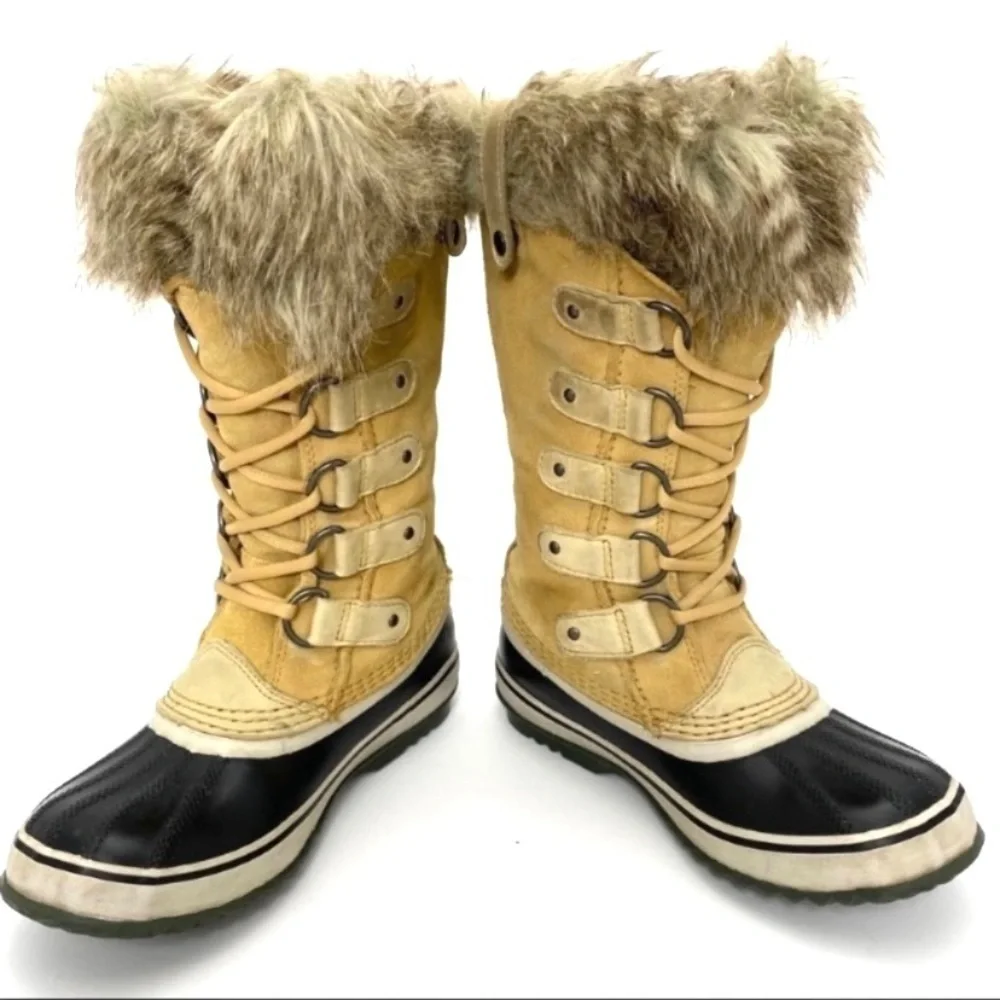 SOREL Joan of Arctic Fur Lining Winter Snow Duck Boot in Beige 1555381373